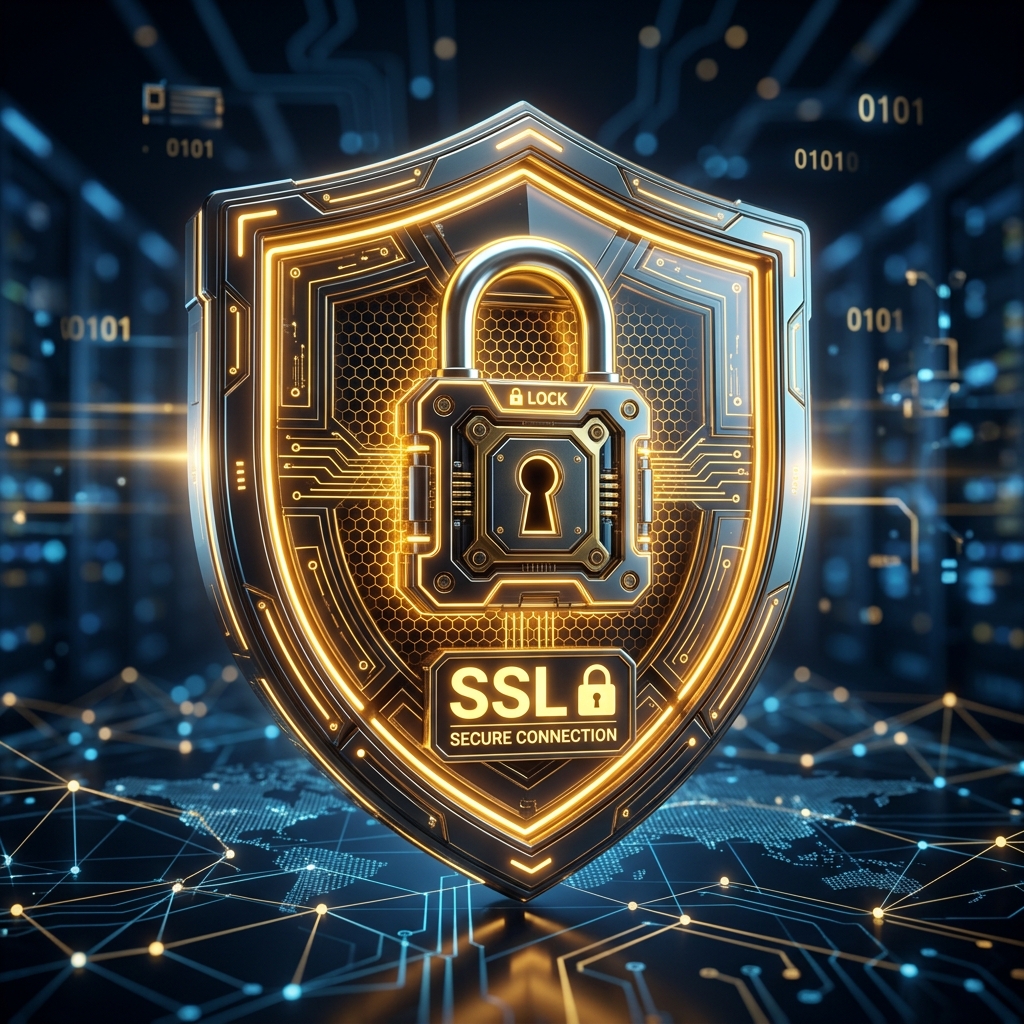 Sleek gold and black security shield icon showing system integrity details